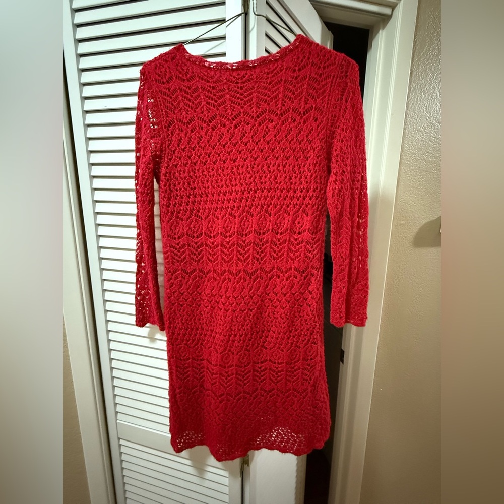 Cat & Jack Vibrant Red Long Sleeve Lace Dress